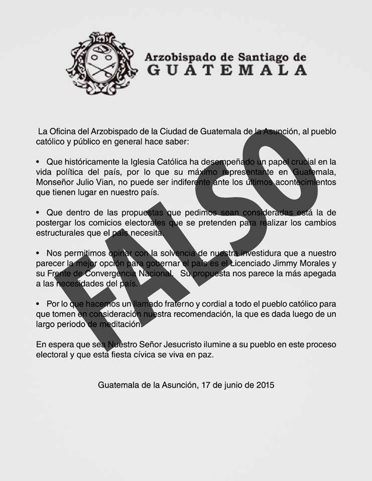 Comunicado Falso Elecciones Guatemala
