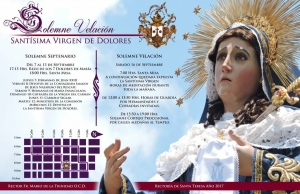 [Afiche] Procesión y actividades a realizarse por la Velación Anual de la Virgen de Dolores del Templo de Santa Teresa