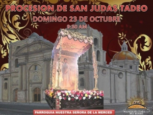 Procesión con San Judas Tadeo en el Templo de la Merced