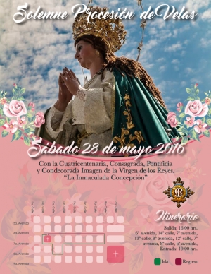 Recorrido Procesiónal Inmaculada Concepción "Procesión de Velas" Sábado 28 de mayo