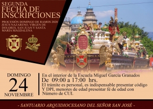 [Afiche] Segunda Fecha de Inscripciones Domingo de Ramos 2020, Devotos y Devotas con Código