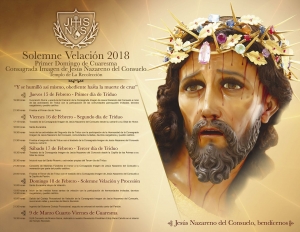 Afiche de actividades a realizarse por la Velación Anual de Jesús Nazareno del Consuelo 2018