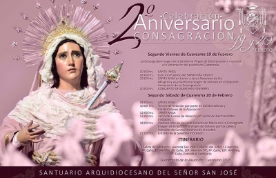 Actividades  a Realizarse y Recorrido de la Procesión de 2do Aniversario de Consagración de la Virgen de Dolores del Templo Josefino