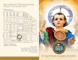 [Afiche] Información y Recorrido procesión Santisimo Nombre de Jesús del Templo de la Recolección, 05 de Enero