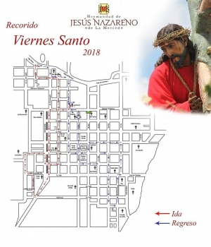 Recorrido Procesional de Jesús Nazareno de la Merced de Antigua Guatemala para Viernes Santo 2018