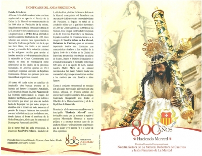 Alegoría y programa de Marchas Fúnebres a interpretarse en la Procesión de Jesús Nazareno de la Merced, Antigua Guatemala