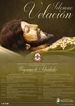 Afiche oficial de actividades a realizarse por la velación anual del Señor Sepultado del Templo de la Recolección