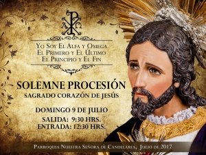 [Afiche] Información y Recorrido Procesión del Sagrado Corazón de Jesús del Templo de Candelaria - 09 de julio