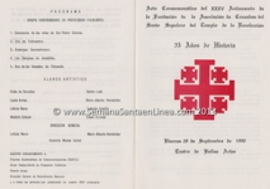Programa del Acto Conmemorativo 28 de Septiembre de 1990 Asociación de Cruzados del Santo Sepulcro