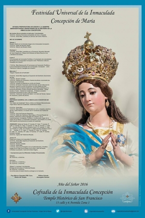 [Afiche] Actividades a realizarse por la Fiesta Universal de la Inmaculada Concepción en el Templo de San Francisco