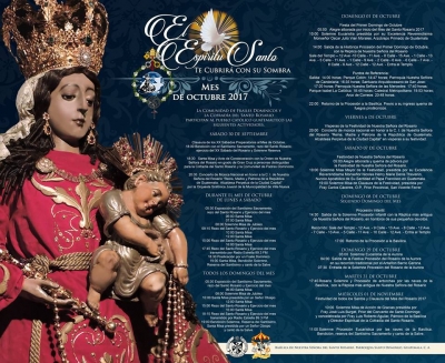 [Afiche] Actividades a realizarse durante el mes de Octubre por el Mes de la Virgen del Rosario, Templo de Santo Domingo