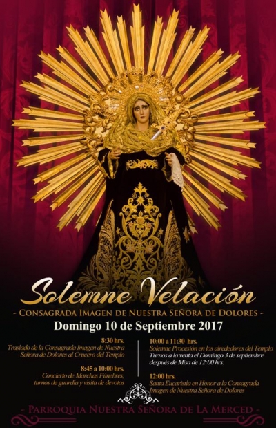 [Afiche] Actividades a realizarse por la Velación Anual de la Virgen de Dolores del Templo de la Merced