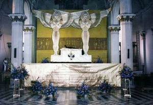 [Fotografía Antigua] Velación del Santo Cristo Yacente  del Templo del Calvario de 1991